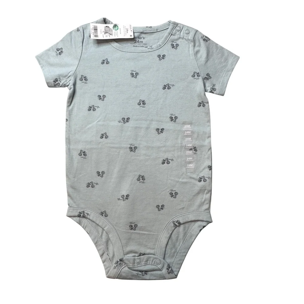 Carter's Bodysuit Baby Boys 24M Blue‎ Tricycle Print Short Sleeve 1S160010 Snaps